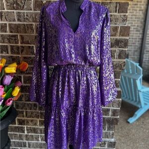 Lilly Pulitzer Purple and Gold Long Sleeve Dress